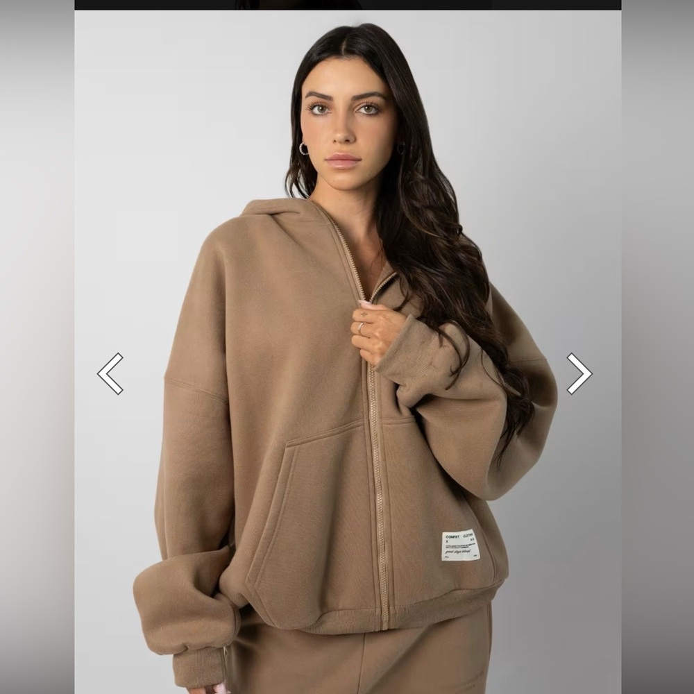 Affirmation Zip Hoodie in The color Teddy by Comfrt size Large